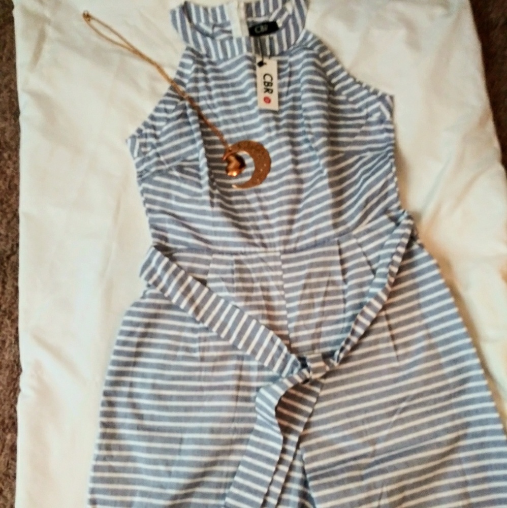 Blue & White wide legged jumper